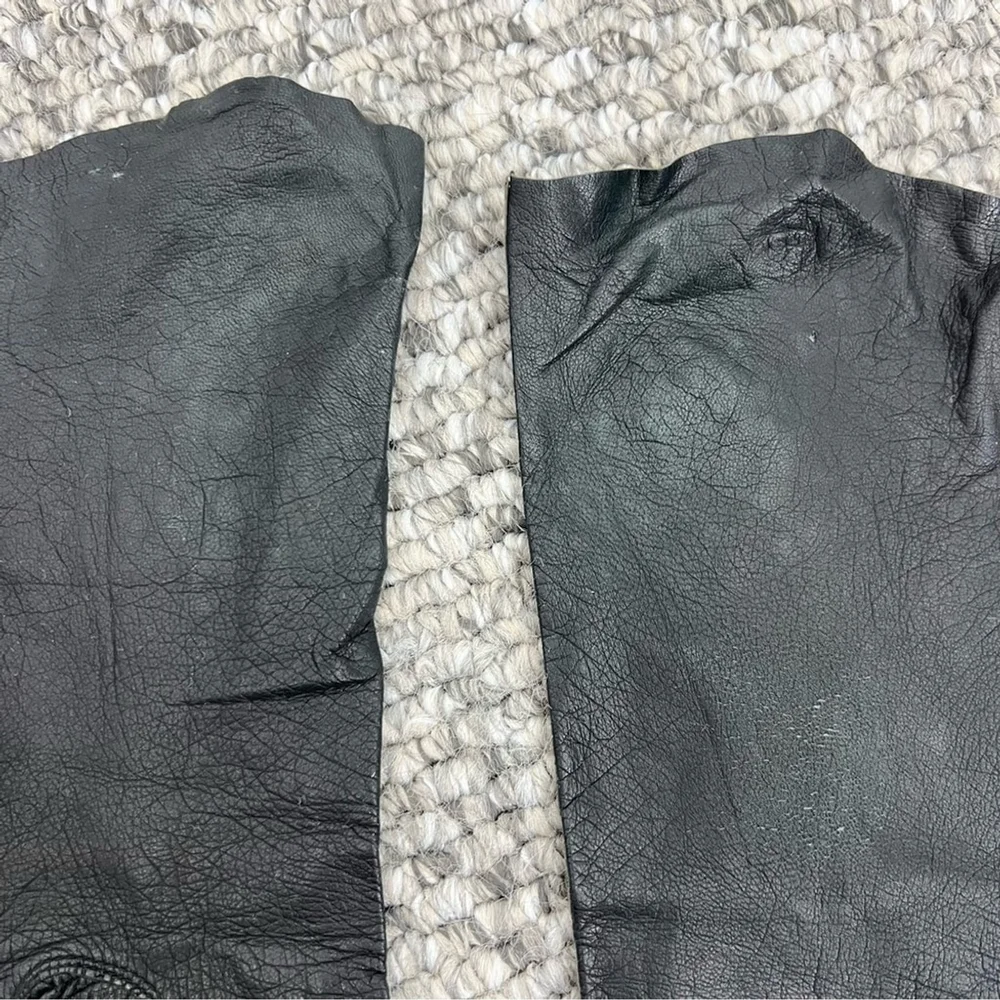Vintage Made in France kid leather long black 13 inch gloves 6